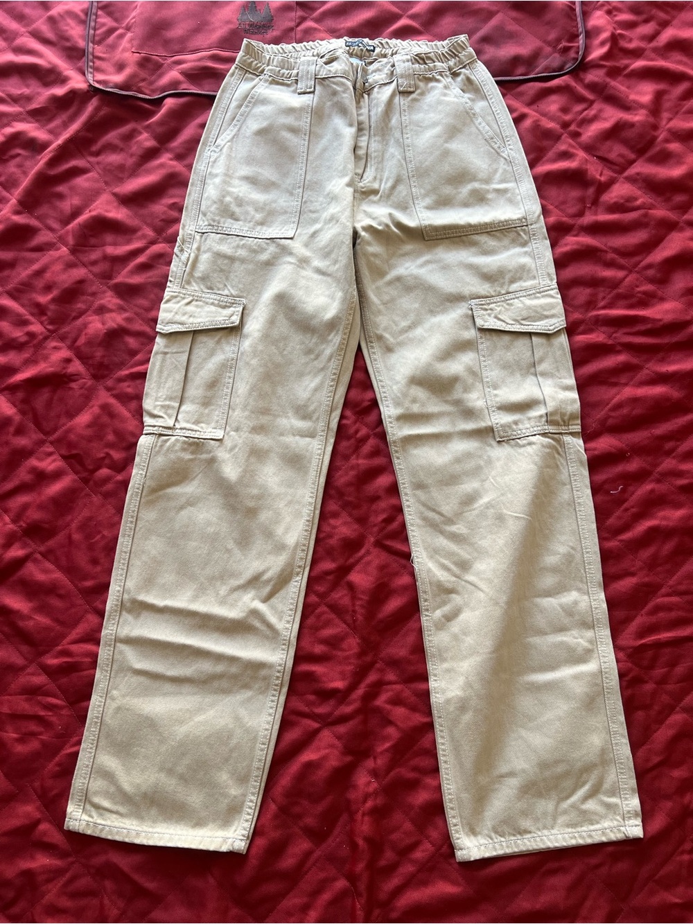 Fashion Nova Women's Tan Cargo Pants with Elastic Waist Size 7
